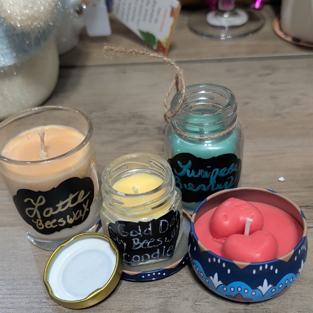 4 Gold Dust, Latte, Juniper Berry, Copal Bergamot ,Soy Beeswax Candle Bundle